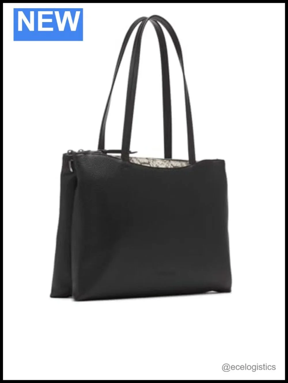 Vegan Leather 2-in-1 Tote with Pockets, Zipper, Shoulder Strap